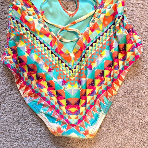 BAR III | Women’s One Piece Bathing Suit criss cross back | Multi Color |Size: S - Picture 9 of 13